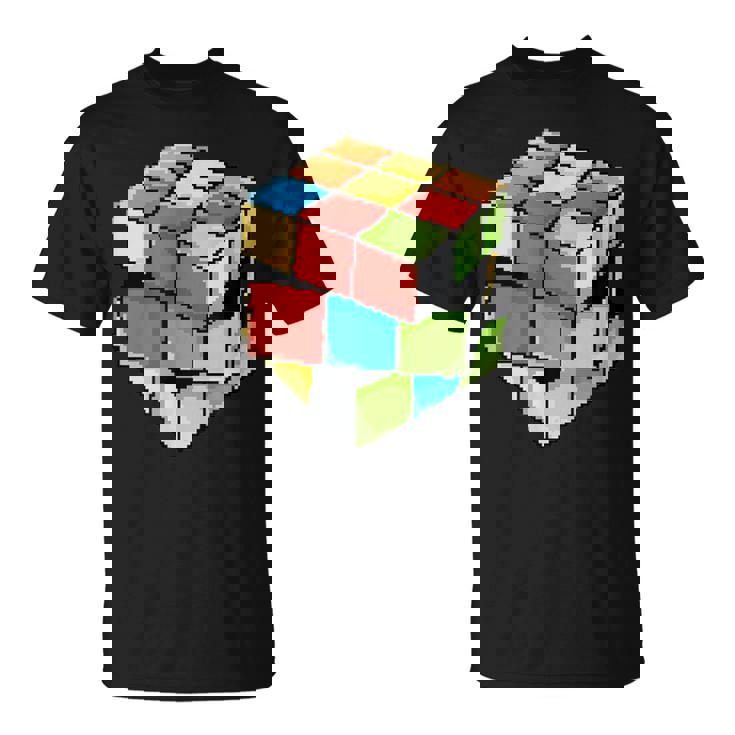 Cube Rétro Pixel Rubik Multicolore Cadeau T-Shirt