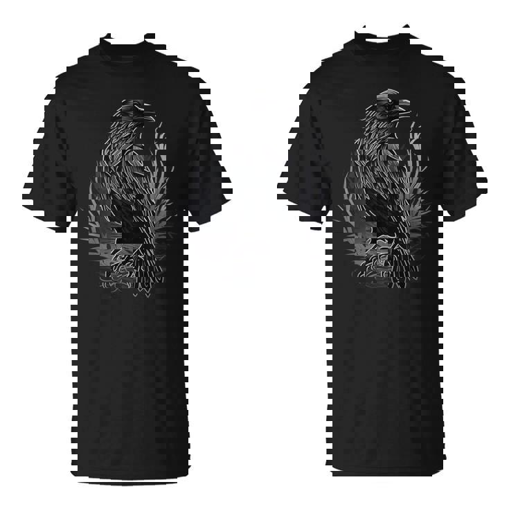 Cuervo Negro Gótico Con Estampado De Cuervo Camiseta unisex