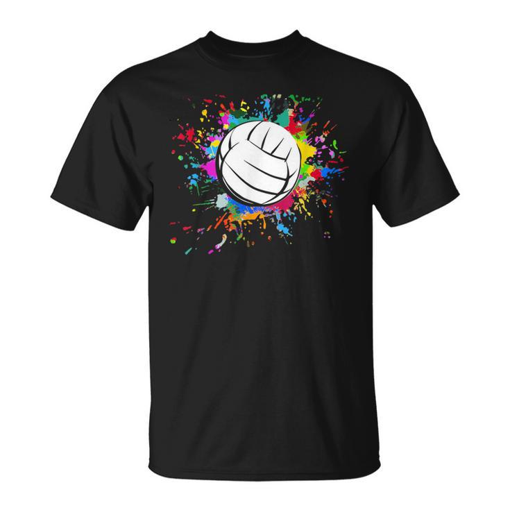 Cuteolleyball Ball Watercolor Colorful Paint Splash T-Shirt