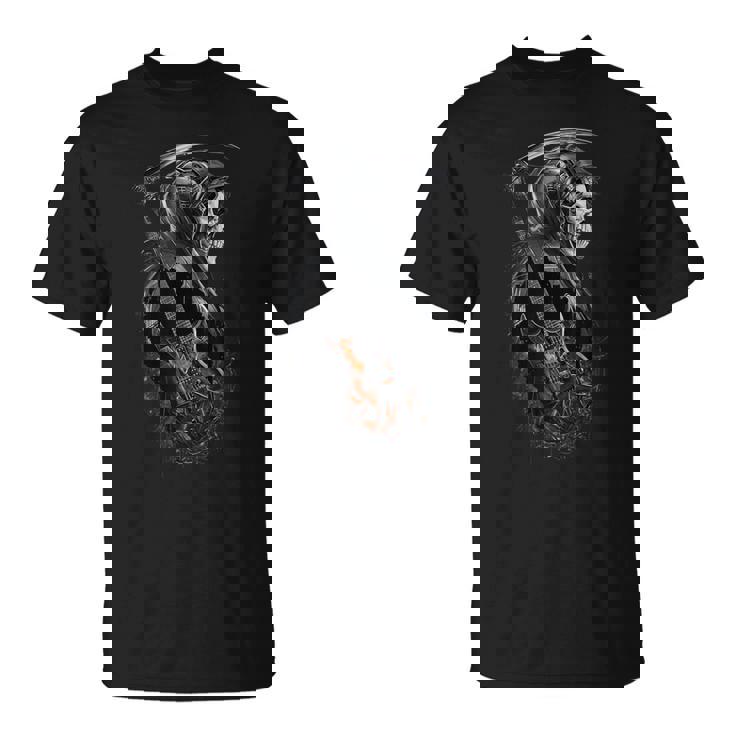 Cyberpunk Grim Reaper Con Guitarra Eléctrica Rock Heavy Metal Camiseta unisex