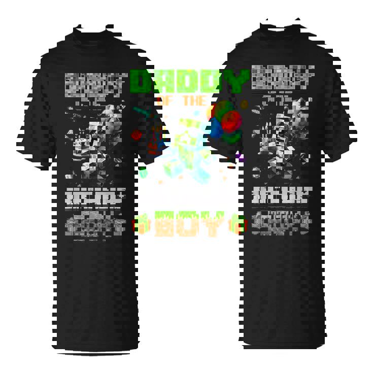 Daddy Of The Birthday Boy Party Video Gamer Pixel Number T-Shirt