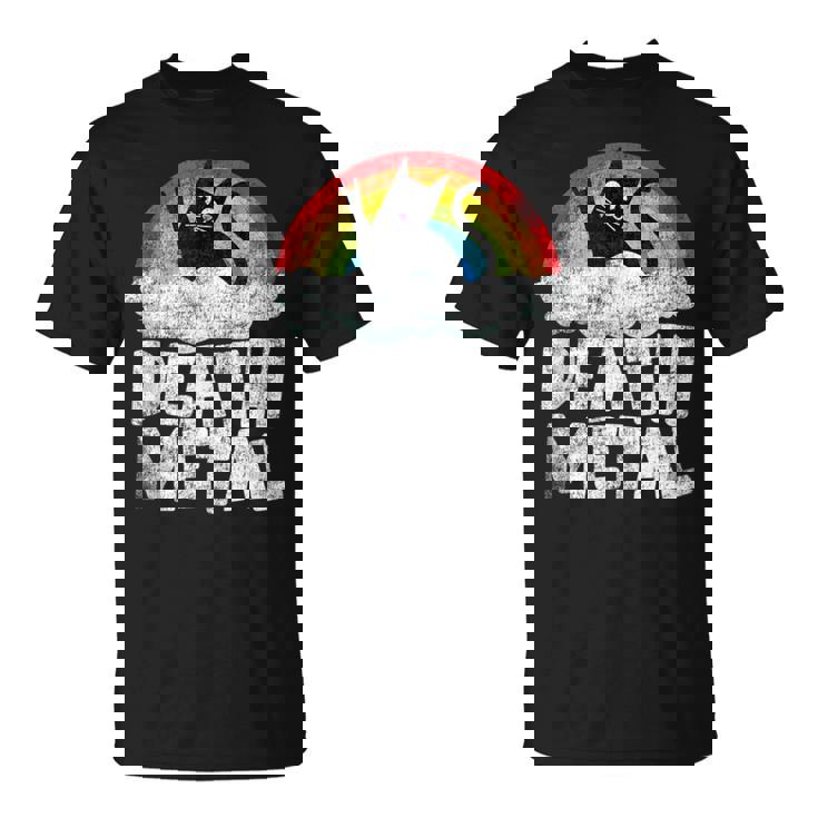 Death Metal Gato Retro Arco Iris Metalfan Heavy Metal Sin Mangas Camiseta unisex