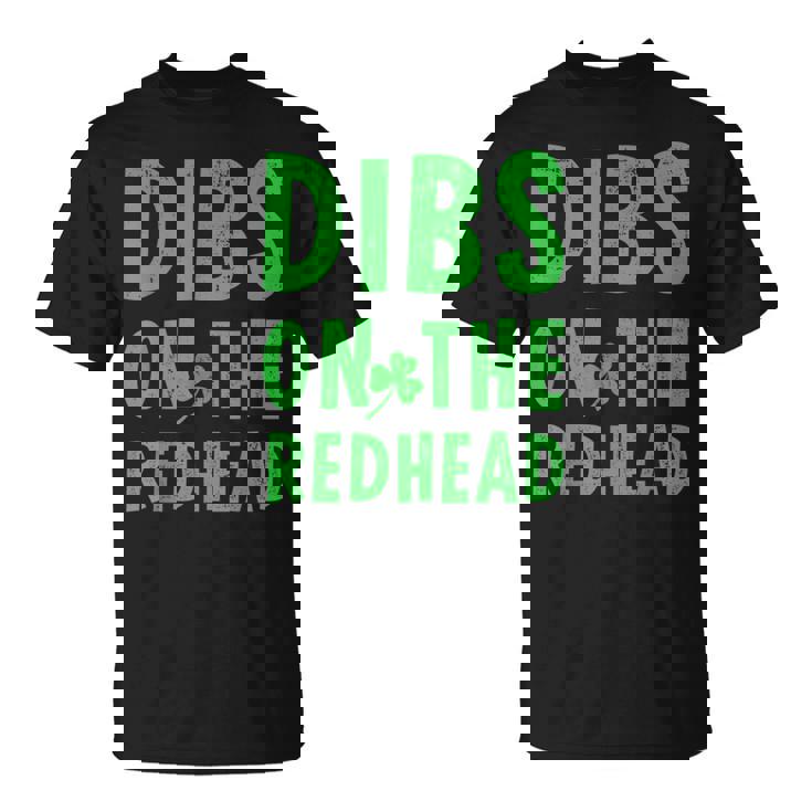Dibs On The Redhead St Patrick's Day -Adults Sleeveless Modern Straight Fit Black T-Shirt