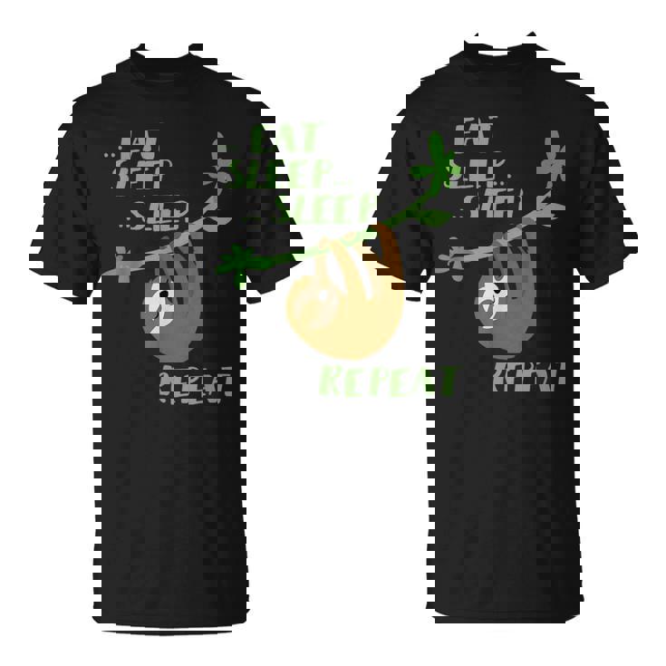 Divertida Con Texto Eat Sleep Repeat Camiseta unisex