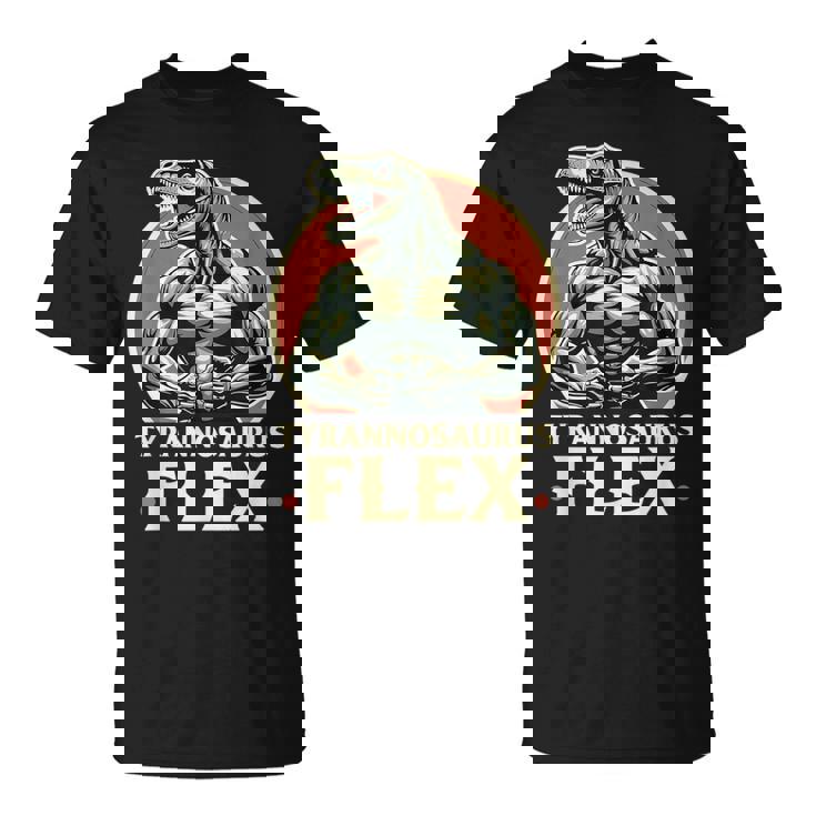 Divertido Bodybuilder Tyrannosaurus Flex Gym T-Rex Dinosaur Camiseta unisex