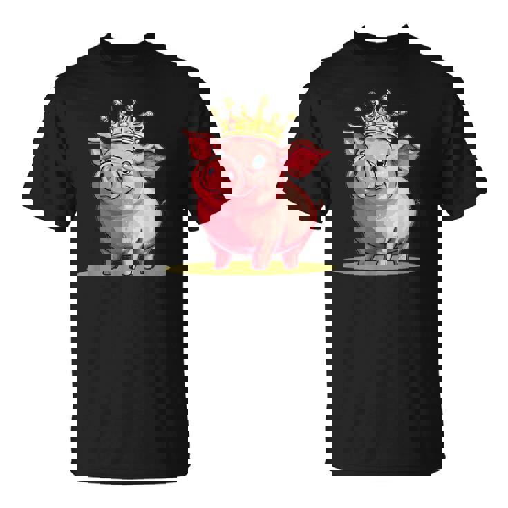 Divertido Cerdo Con Corona Para Los Amantes Del Reino Y Los Cerditos Camiseta unisex
