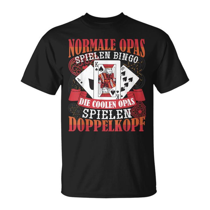 Double Head Grandpa Normal Grandpa Playing Bingo T-Shirt