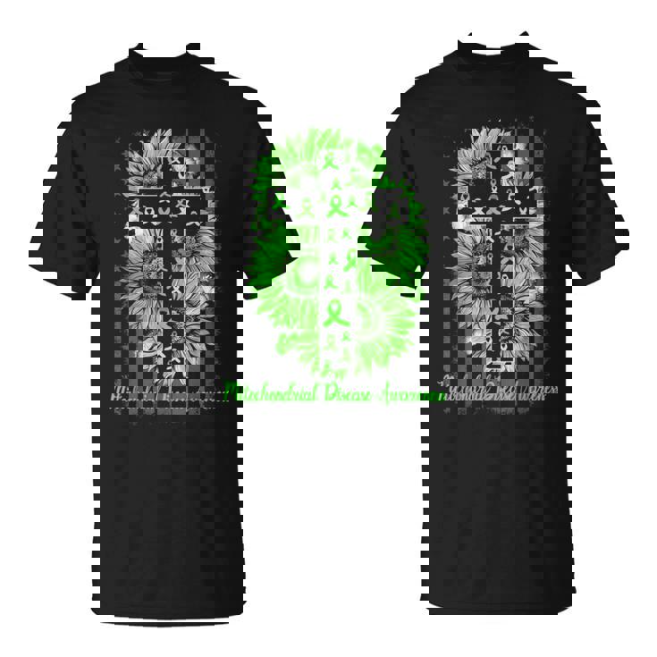 Drapeau Américain De Sensibilisation Aux Maladies Mitochondriales Tournesol T-Shirt