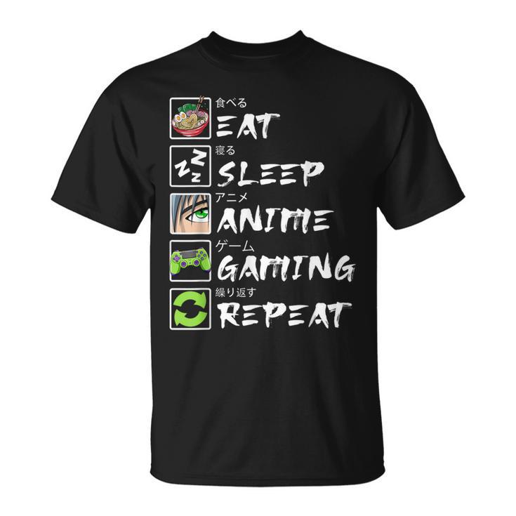 Eat Sleep Anime Gaming Repeat Japan Kawaii Manga Anime T-Shirt