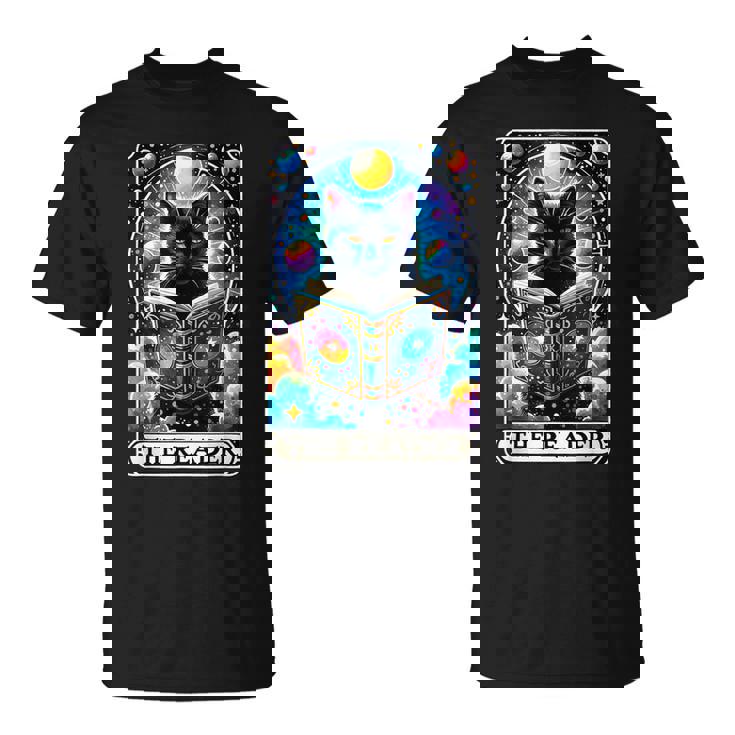 El Lector Tarot Card Cat Libros Amantes Camiseta unisex