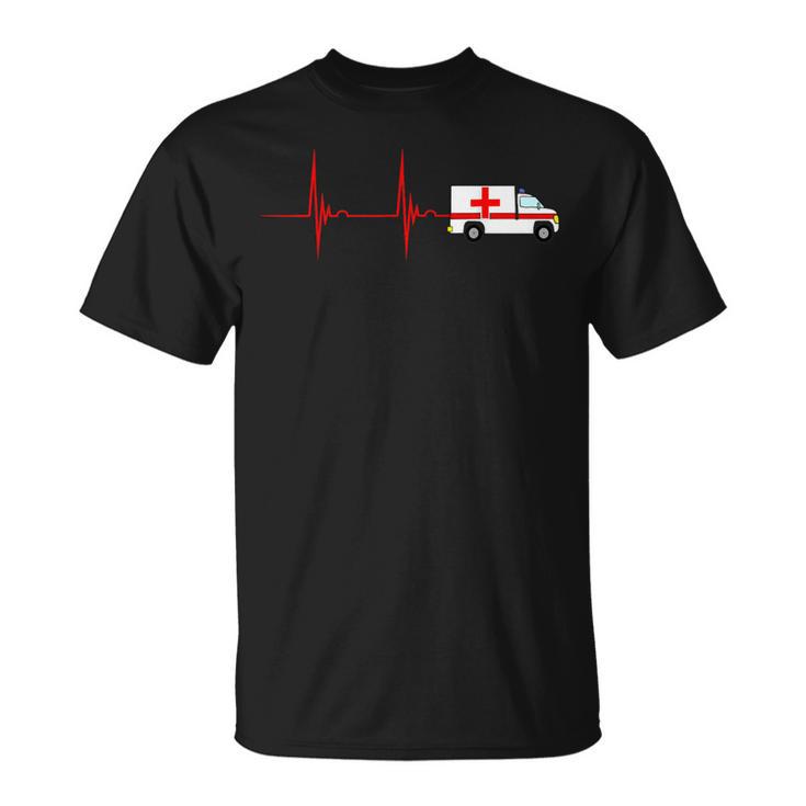 Emergency Car Heartbeat Ekg Pulse Ambulance Driver Rescuer T-Shirt