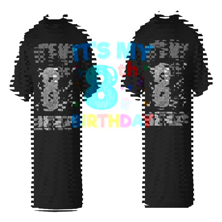 Es Mi 8 Cumpleaños Gracioso Niño Niña Lindo Cumpleaños Gráfico Camiseta unisex