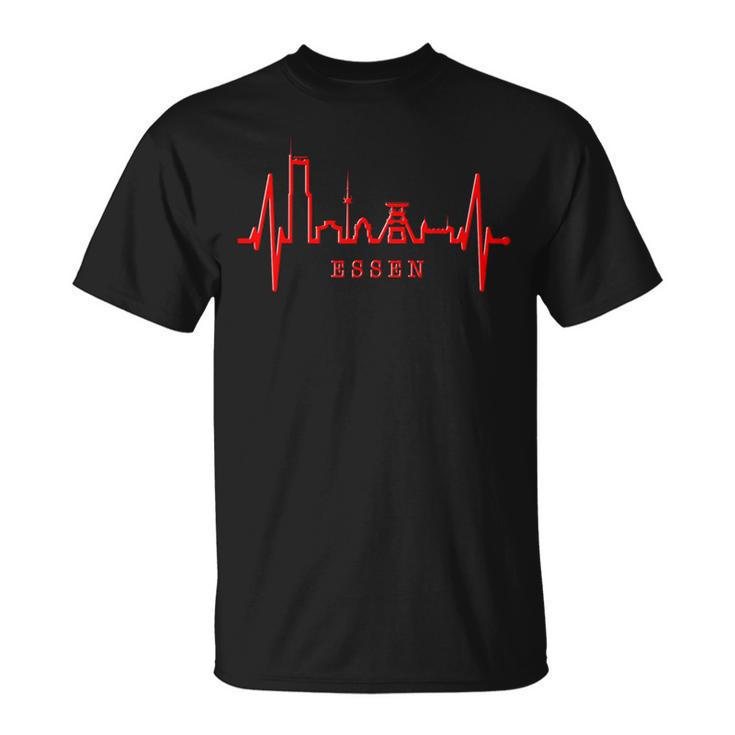 Essen Skyline Heartbeat Ruhrpott Fan Heart Love Essen T-Shirt