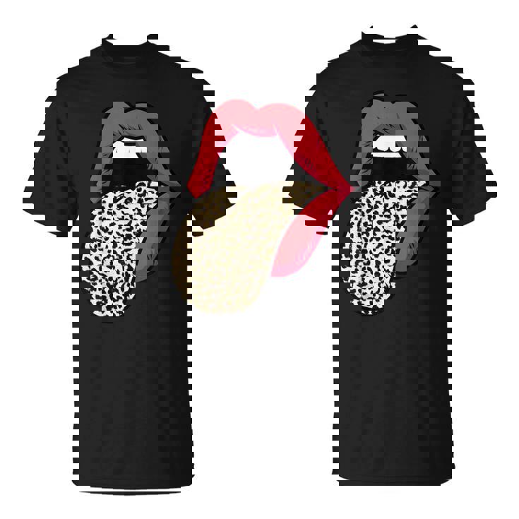 Estampado De Leopardo Labios Rojos Sexy Cheetah Leopard Print Labios Rojos Camiseta unisex