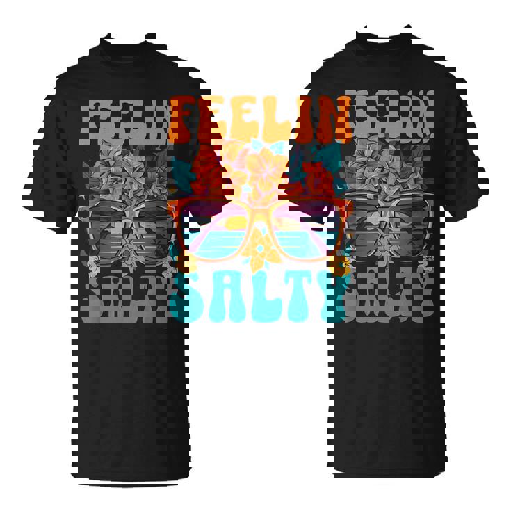 Feeling Salty Retro Groovy Sunglasses Ocean Lovers Beach T-Shirt