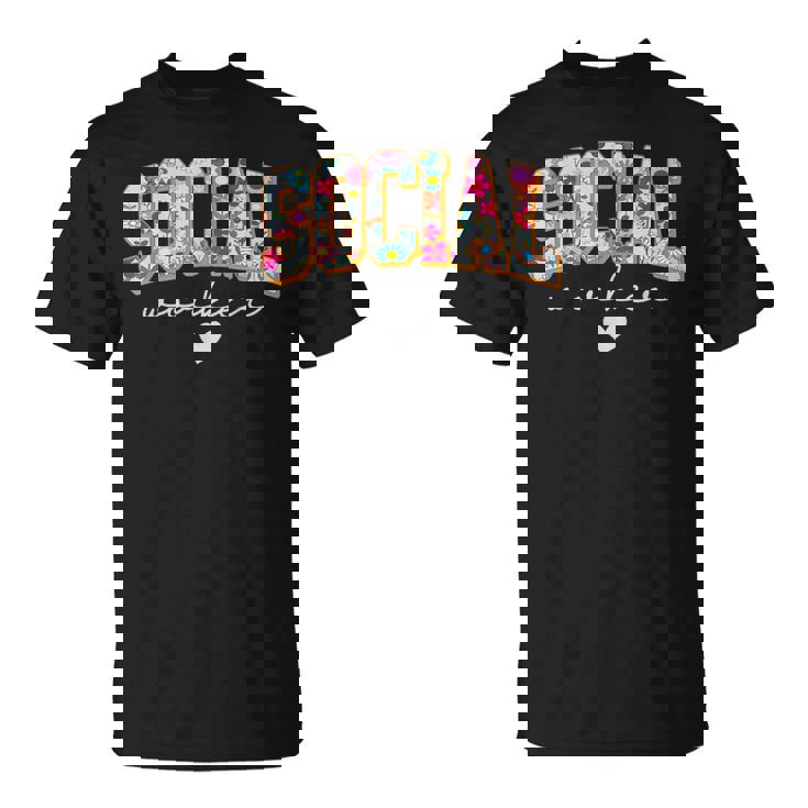 Floral Social Worker For Social Worker School Couns T-Shirt