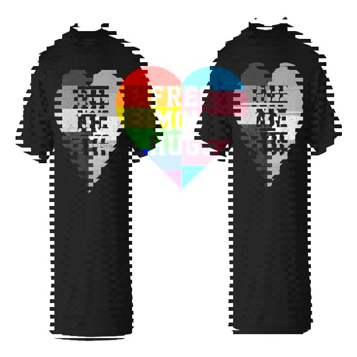 Free Mom Hugs Rainbow LGBT Gay Pride Transgender Flag Heart T-Shirt