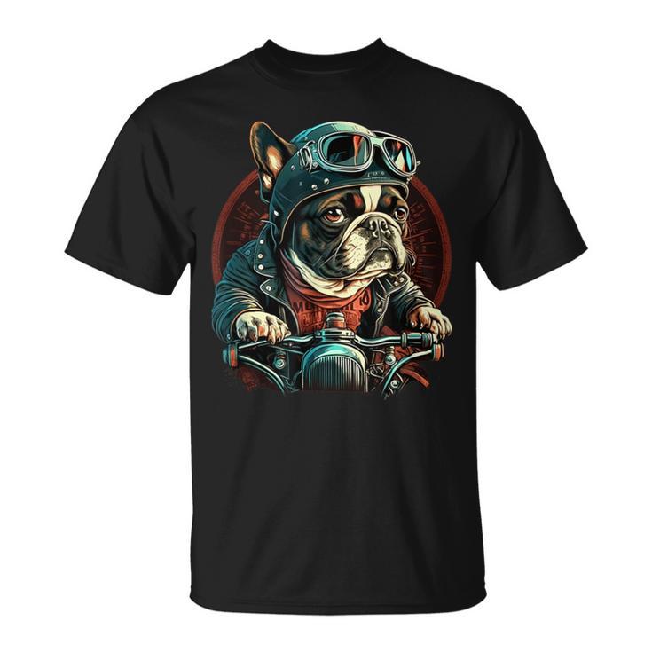 French Bulldog Cool Biker Motorcycle Riding Frenchie T-Shirt