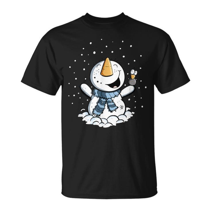 Froher Schneemann Im Schnee Winter T-Shirt