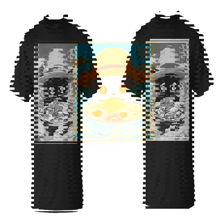 Graphic Cat Ramen Noodles Japanese Kawaii Anime T-Shirt
