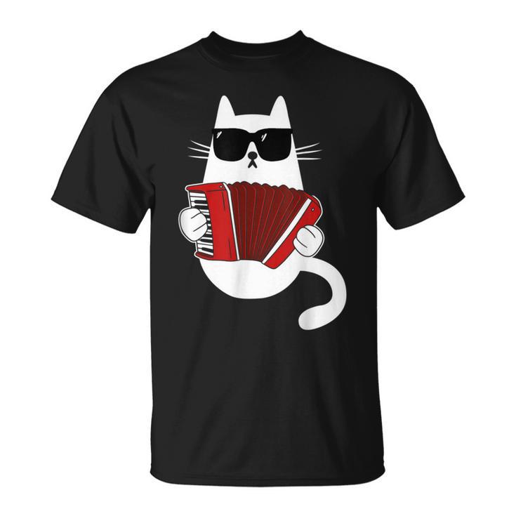 Cat Sunglasses Accordionist Accordion Musician T-Shirt