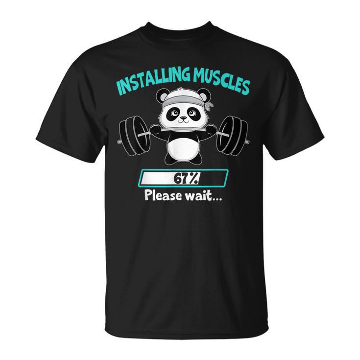 Installing Muscle Panda Weight Lifting Barbell Fitness T-Shirt