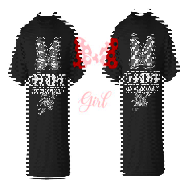 Grandma Of The Birthday Girl Cute Pink Bow Family Matching T-Shirt