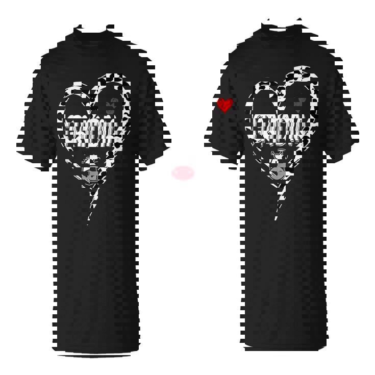 Grandma Cow Print Cow Heart Pattern Farmer Cows Mother's Day T-Shirt