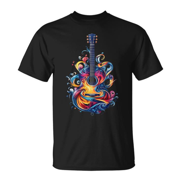 Guitar Player Watercolour Splash Guitar T-Shirt