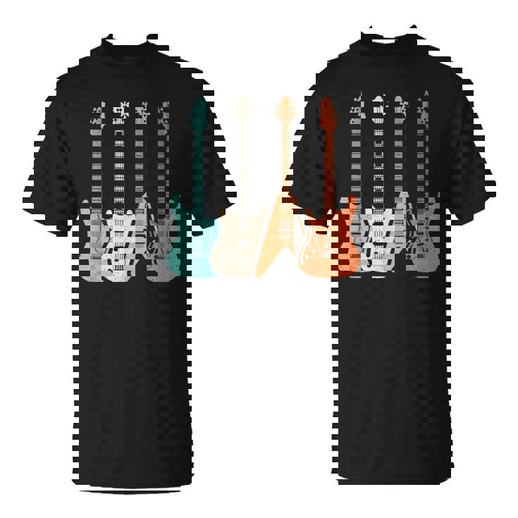 Guitarra Eléctrica Retro Bajo Guitarra Guitarra Banda De Música Rock Camiseta unisex