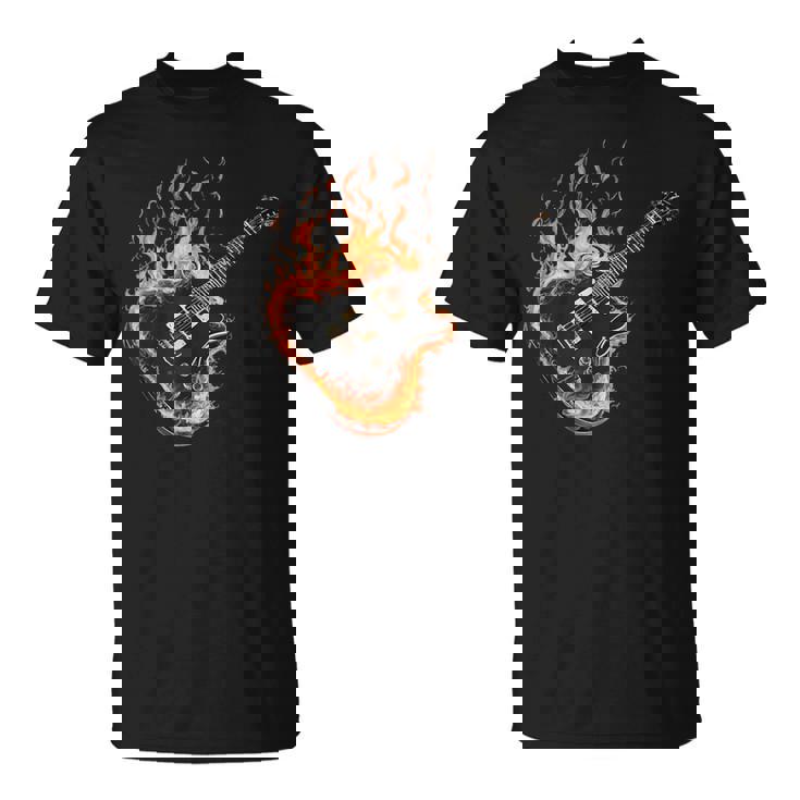 Guitarras Dibujo Guitarrista Ardiente Guitarra Guitarra Eléctrica Camiseta unisex