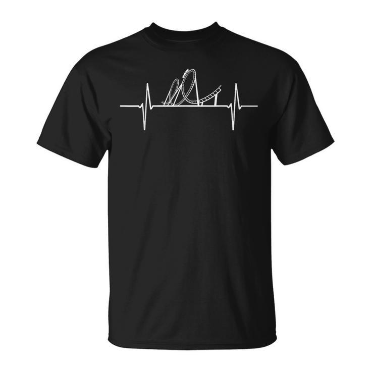 Herzschlag Achterbahn Herzfrequenz Freizeitpark Ekg Puls T-Shirt