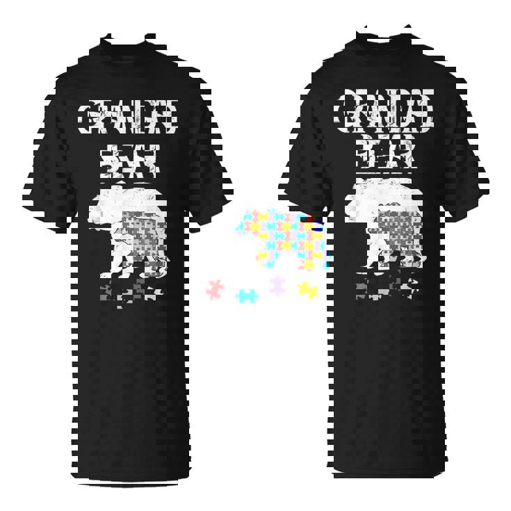 Hombre Grandad Bear Autism Awareness Autism Papa Daddy Camiseta unisex