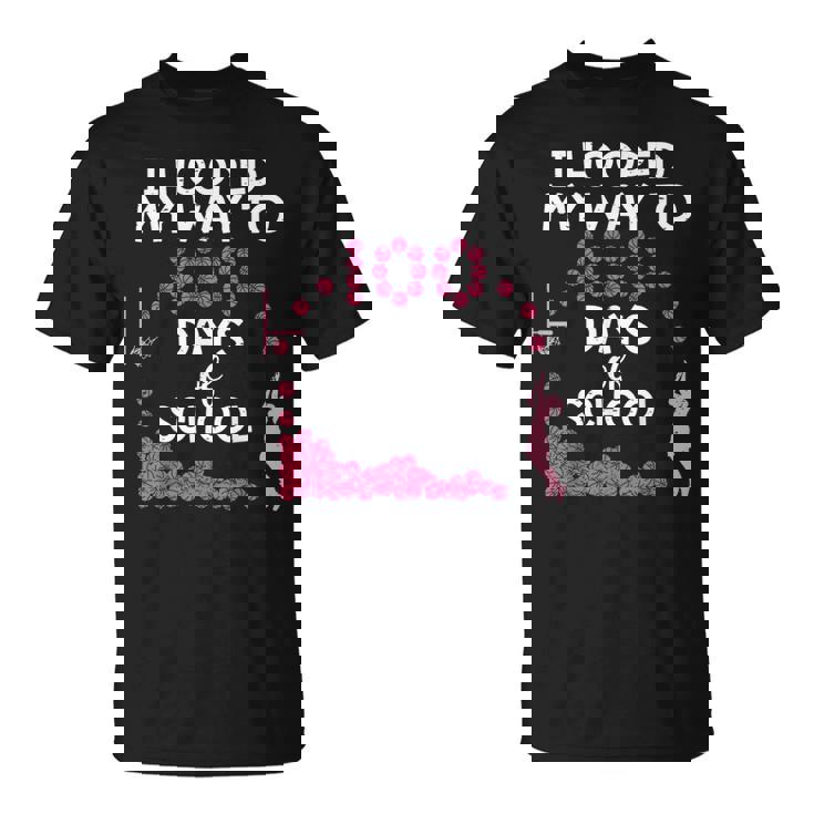 Hooped My Way 100 Days Of School Basketball 100Th Day Girls T-Shirt