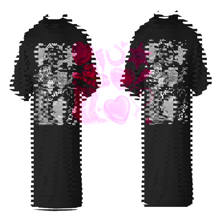 Howdy Valentine Day Western Cowgirl Xoxo Disco Heart Women T-Shirt
