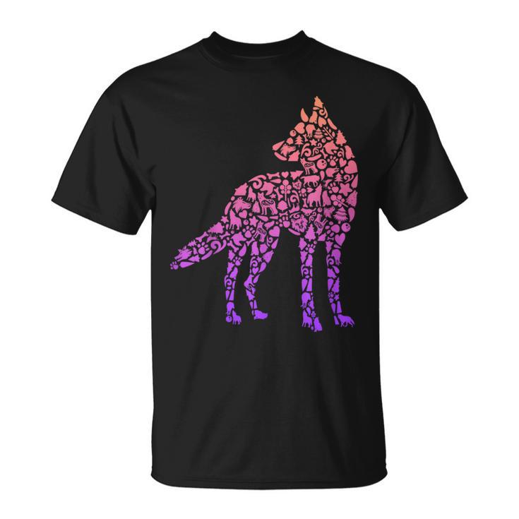 Howling Wolf Children's Wolf Silhouette Women's Wolves Girls T-Shirt