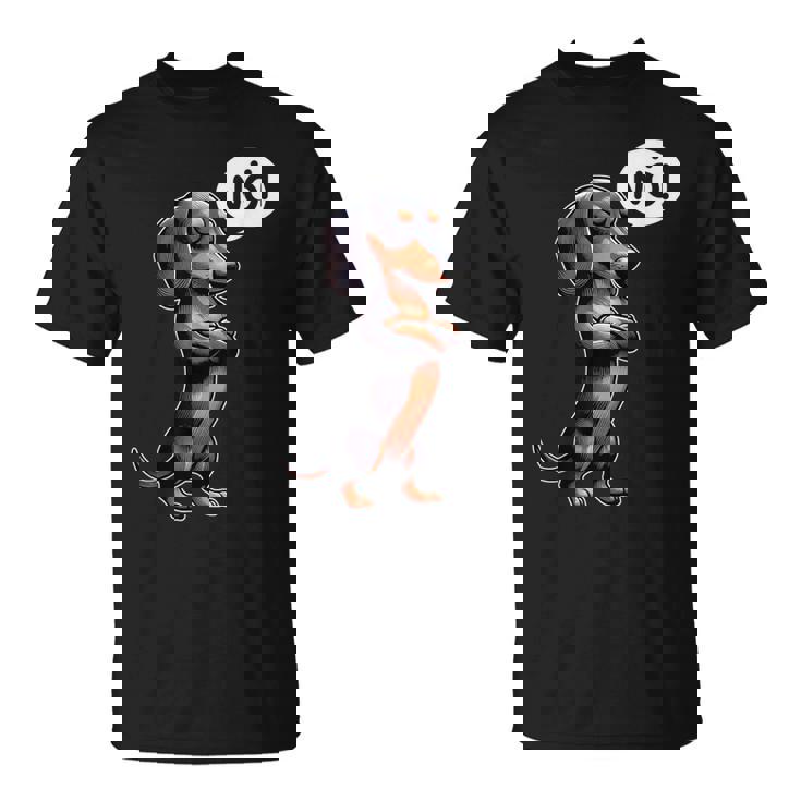 Humorvolle s Für Rauhaardackel Hundebesitzer Dickköpfiger Rauhaardackel Nö Dackel Hund Lustiges Hunde Schwarz U-Ausschnitt Kurzarm S Eu Klein Kind Casual T-Shirt