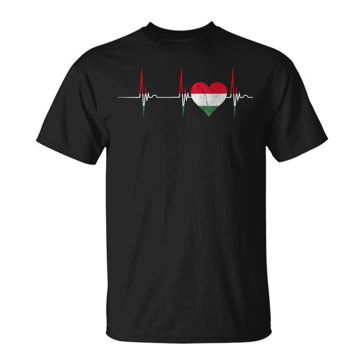 Hungary Heart Ungare Heartbeat Ecg Pulse Hungarian Hungary S T-Shirt