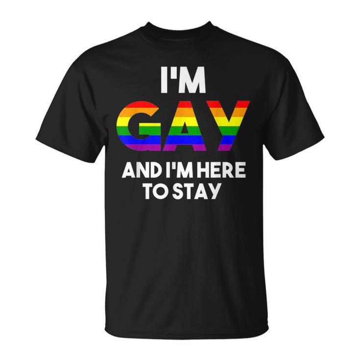 I'm Gay And I'm Proud Gay Boyfriend LGBTQ Rainbow Flag T-Shirt