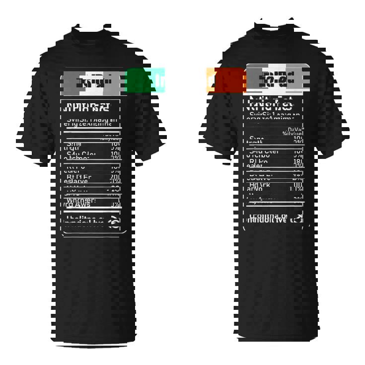 Irish Dad Nutrition Facts Father's Day T-Shirt