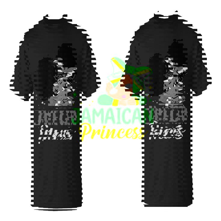 Jamaican Princess Jamaica Girl Melanin Cute Jamaican Flag T-Shirt