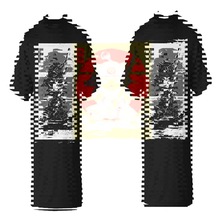 Japanese Samurai Cat Kawaii Ninja Cat T-Shirt
