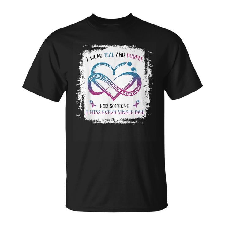 Je Porte Duiolet Sarcelle Pour Quelqu'un Qui Me Manque Tous Les Jours T-Shirt