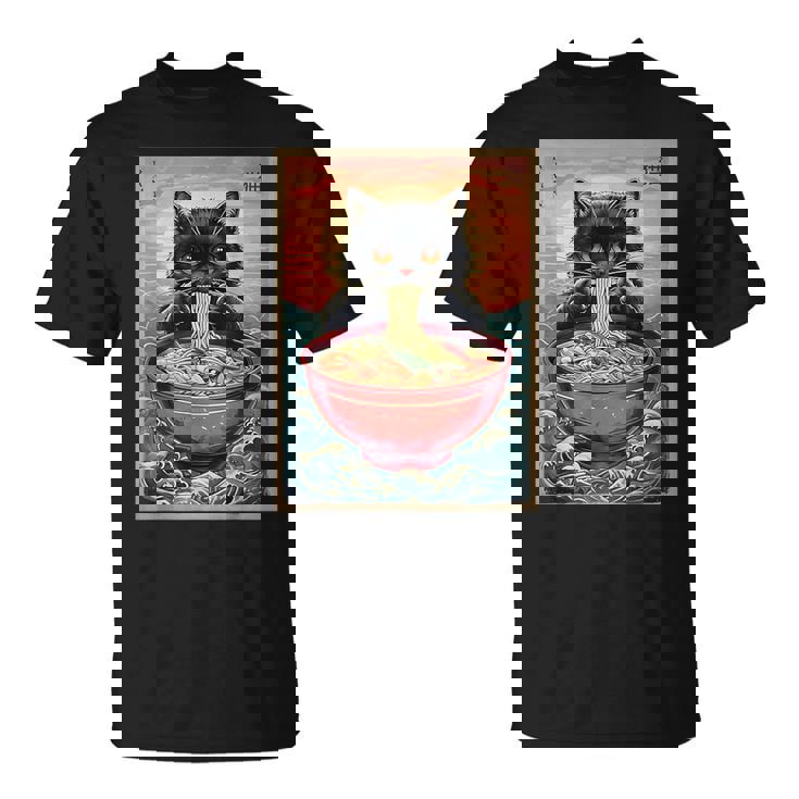 Kawaii Cat Anime Cat Ramen Graphic Japanese T-Shirt
