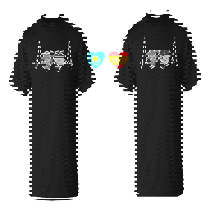Kazajo Qazaqstan Orgullo Kazajstán Regalosintage Latido Bandera Español Kazajo Niños Hombre S Manga De Doble Puntada Negro Talla S Camiseta unisex