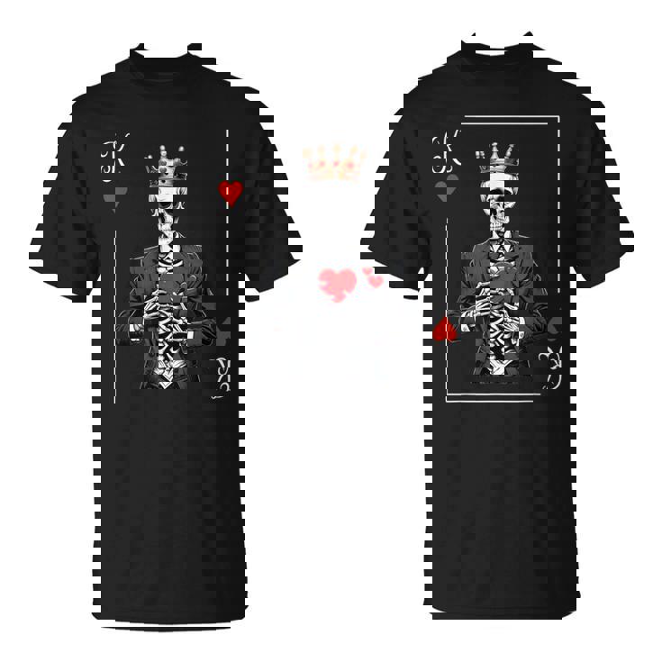 King Of Hearts Skeleton Card Valentines Matching Couple Men T-Shirt