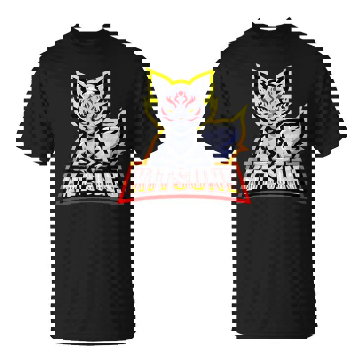 Kitsune Máscara Con Logotipo De Fox De 9 Colas Camiseta unisex