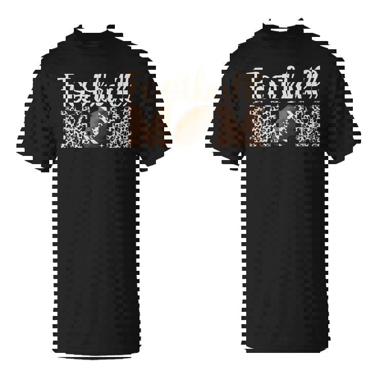 Leopard Football Mom Mama Football Player T-Shirt