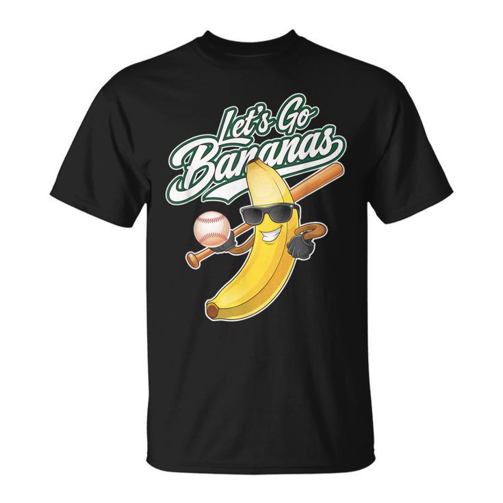 Let's Go Bananas Playing Baseball Baseball Player T-Shirt