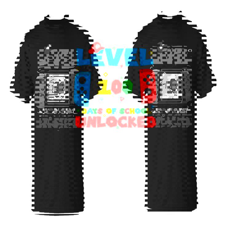 Level 100 Days Of School Boys Unlocked Video Games Gamer T-Shirt